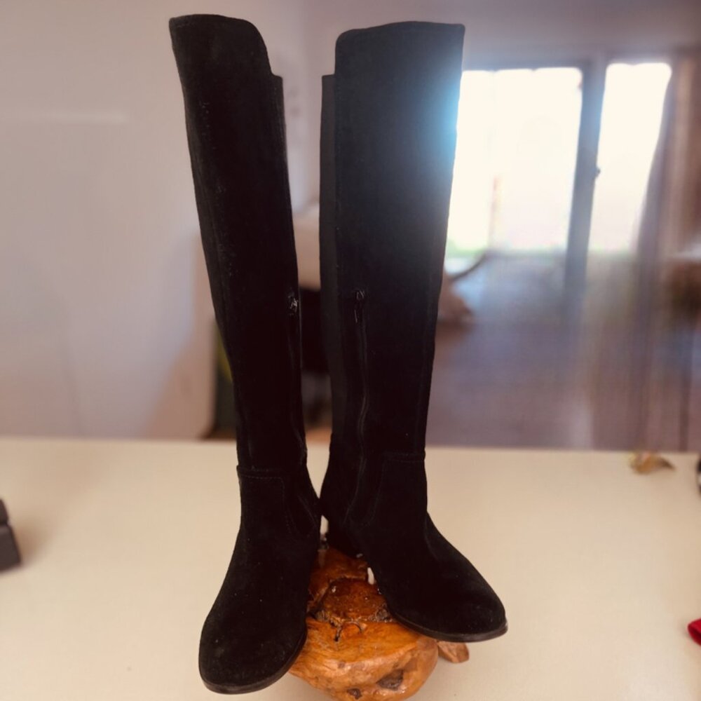 Alfani Black Suede- Stretch-Back Tall Boots-Comfort Fit-Size 9.5